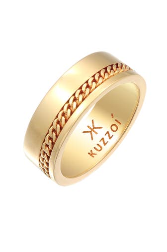 KUZZOI Ring Herren Bandring Chunky Chain 925 Silber Gold