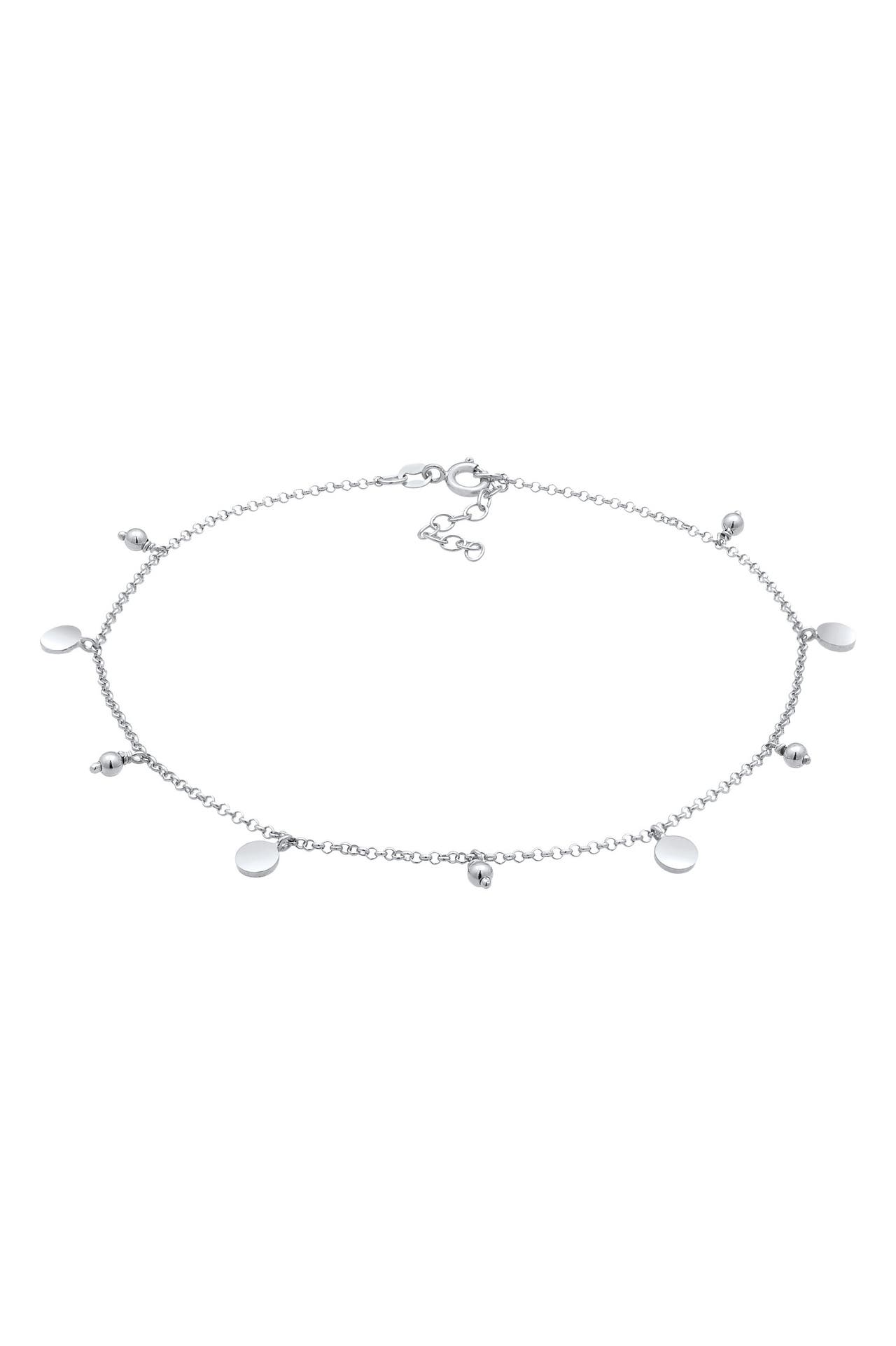 ELLI Fusskettchen Plättchen Kugel Boho Style 925 Silber Silber, Bild 1