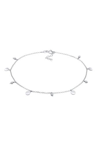ELLI Fusskettchen Plättchen Kugel Boho Style 925 Silber Silber