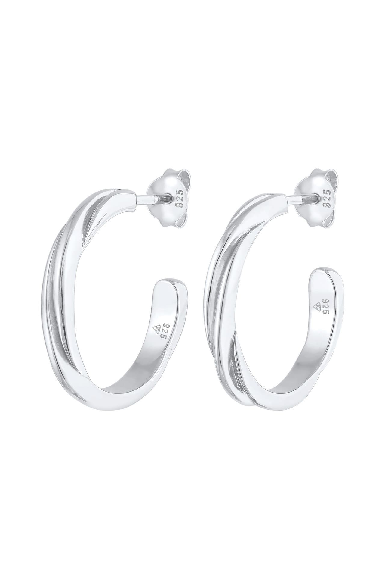 ELLI Ohrringe Creolen Stecker Twisted Gedreht Trend 925 Silber Silber, Bild 1