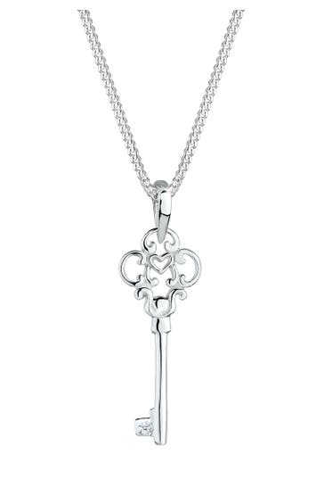 ELLI DIAMONDS Kette Schlüssel Diamant Weiß Brillantschliff (0.015 ct) 925 Sterling Silber Weiß