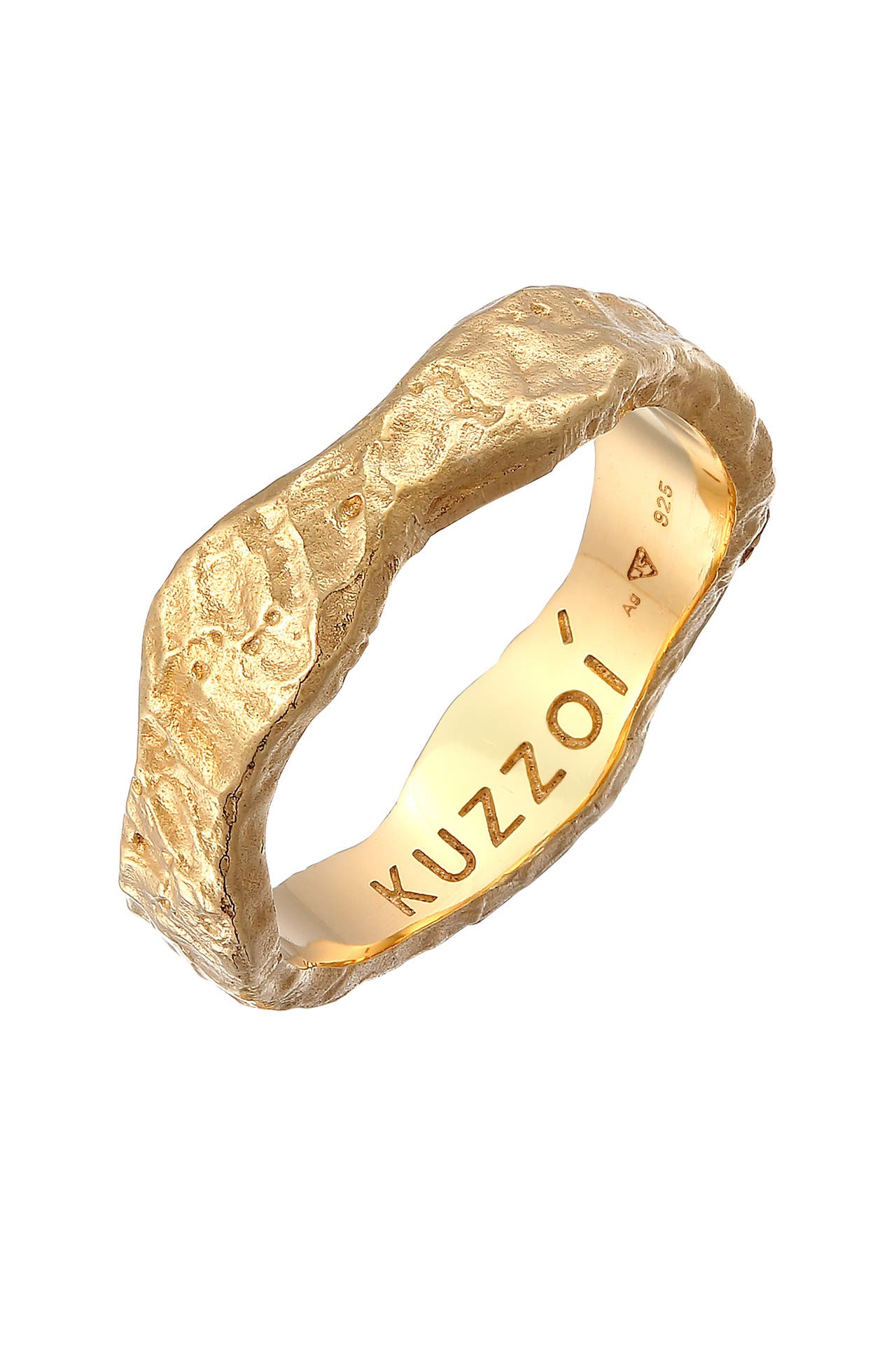 KUZZOI Ring Herren Bandring Organic Struktur 925 Silber Gold, Bild 1