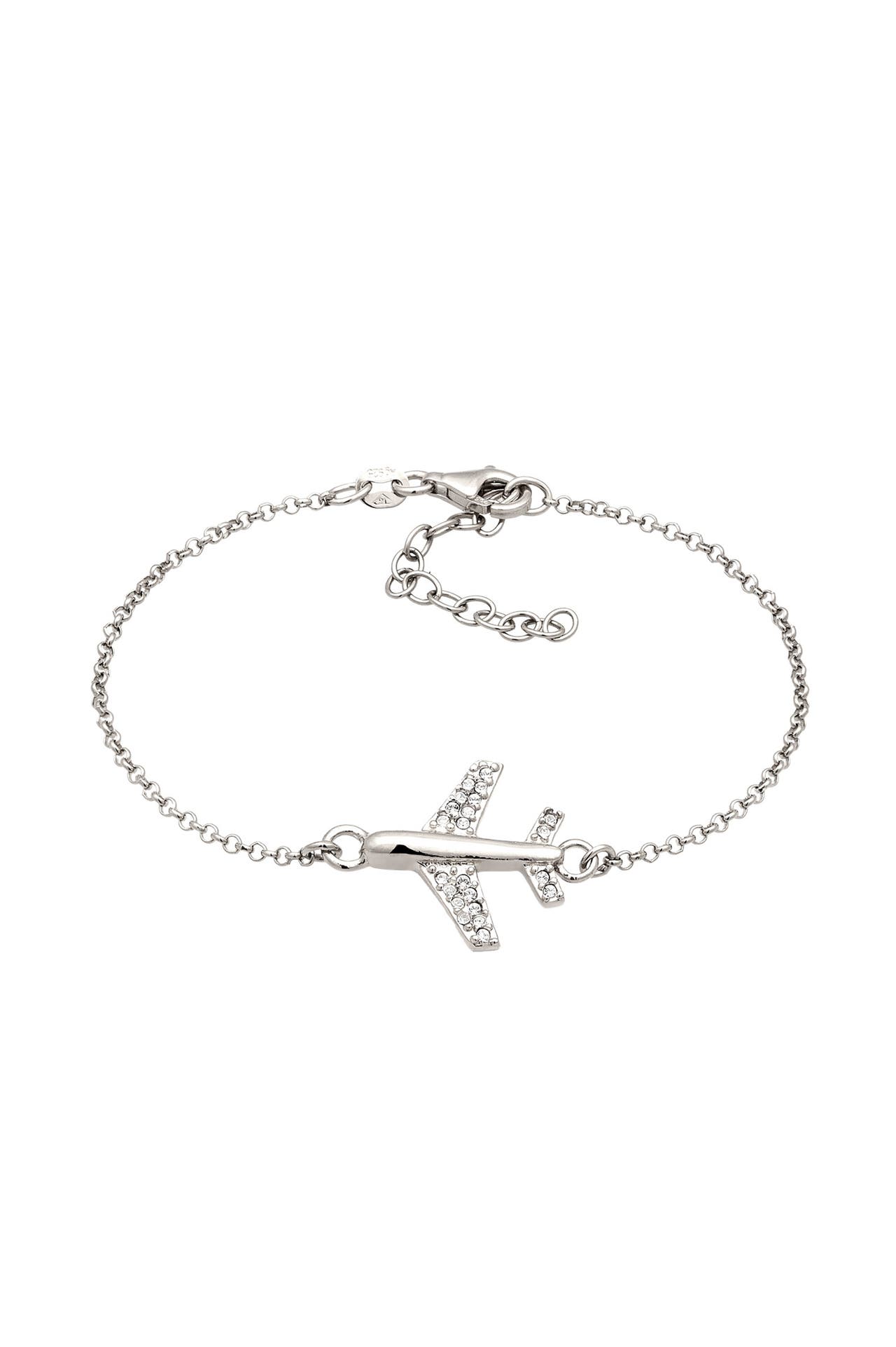 ELLI Armband Flugzeug Weiß 925 Sterling Silber, mit Kristallen von Swarovski® Silber, Bild 1
