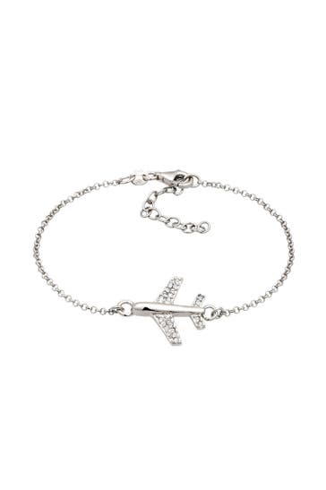 ELLI Armband Flugzeug Weiß 925 Sterling Silber, mit Kristallen von Swarovski® Silber