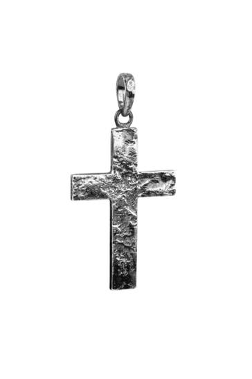 KUZZOI Schmuckset Herren Kreuz Matt Gehämmert 925 Silber Schwarz