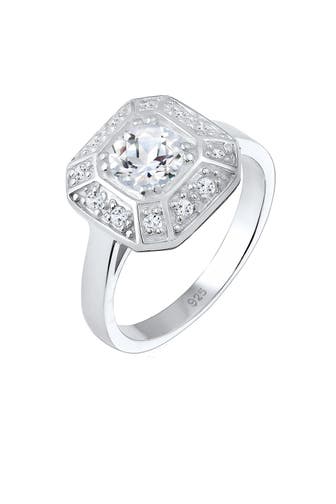 ELLI PREMIUM Ring Verlobungsring Glamour Funkelnd Topas 925 Silber Silber