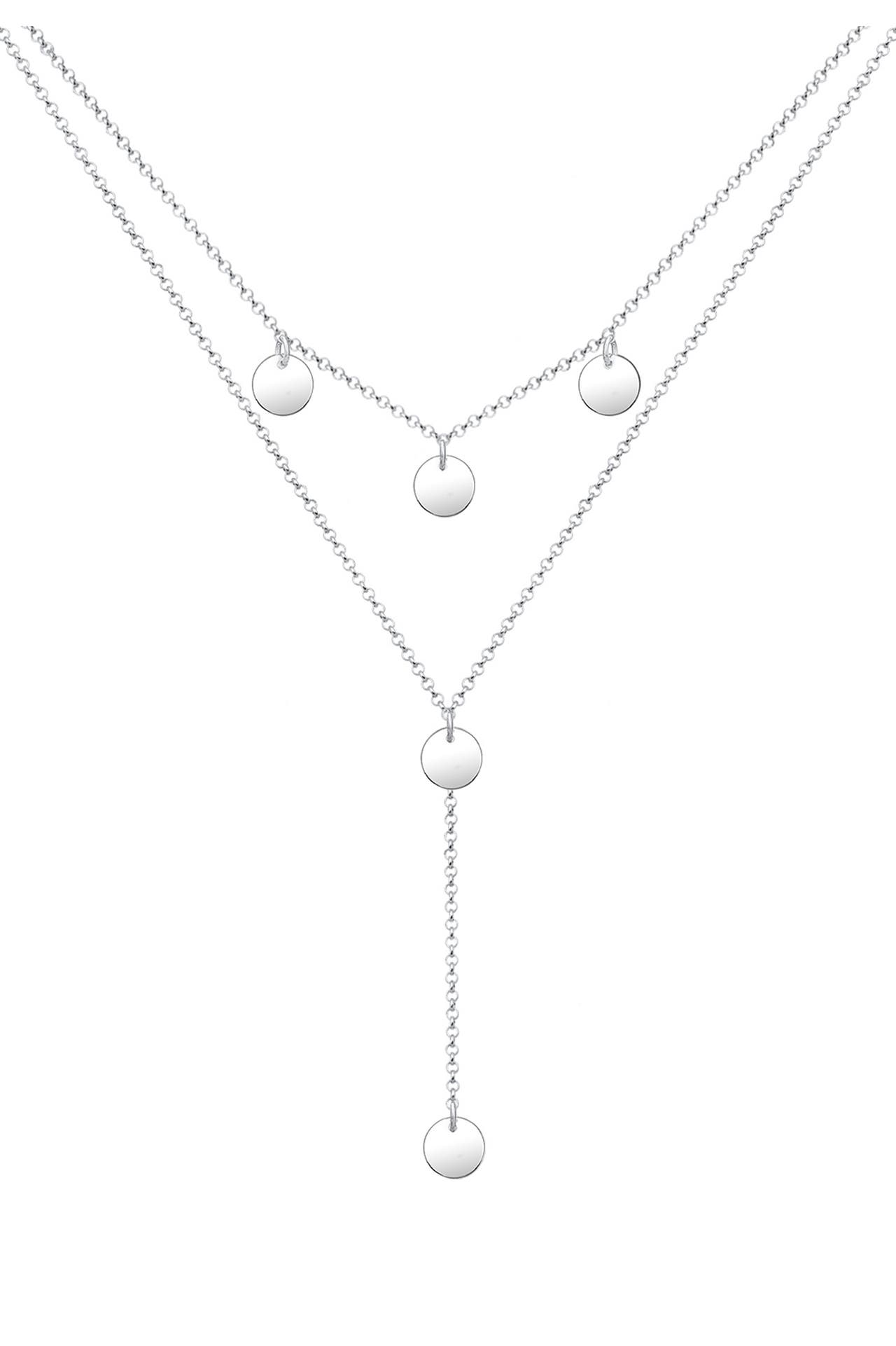 ELLI Kette Y-Kette Geo Layer Kreis Plättchen 925 Silber Silber, Bild 1