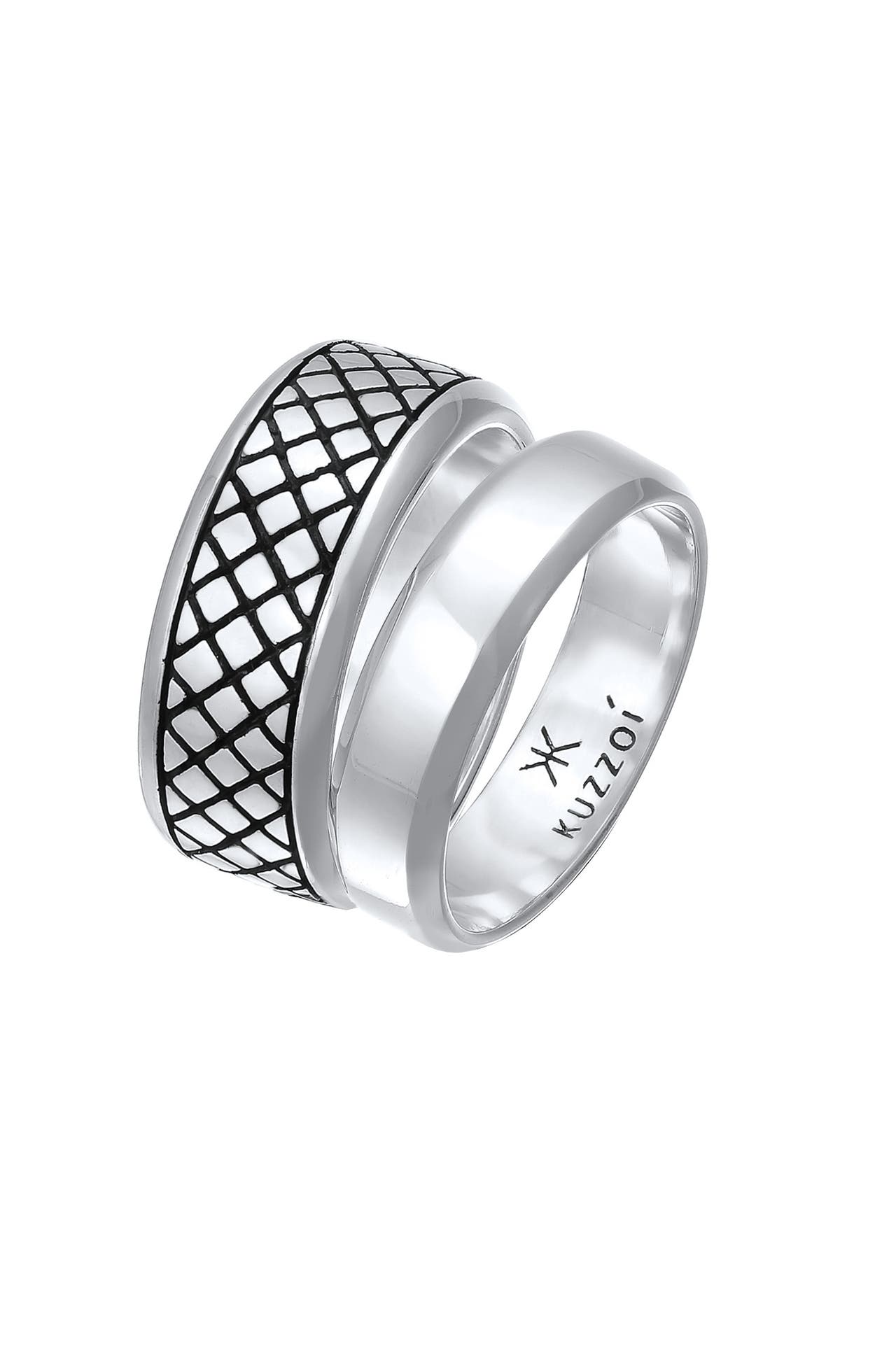 KUZZOI 2er Set Ring Herren Bandring Basic 925 Silber, Bild 1