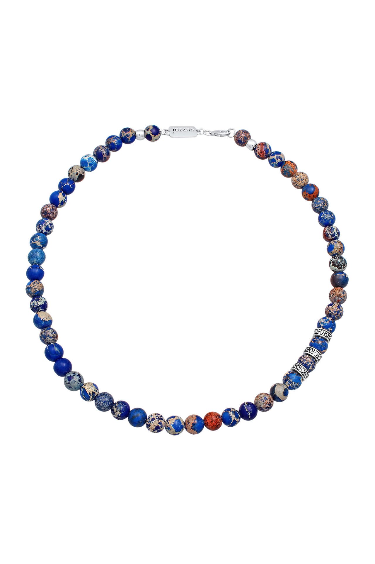 KUZZOI Kette Achat Bead Steinkette 925 Silber Dunkelblau, Bild 1