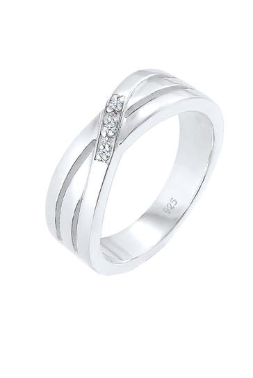 ELLI DIAMONDS Ring Bandring Diamant Weiß Brillantschliff (0.015 ct) 925 Sterling Silber