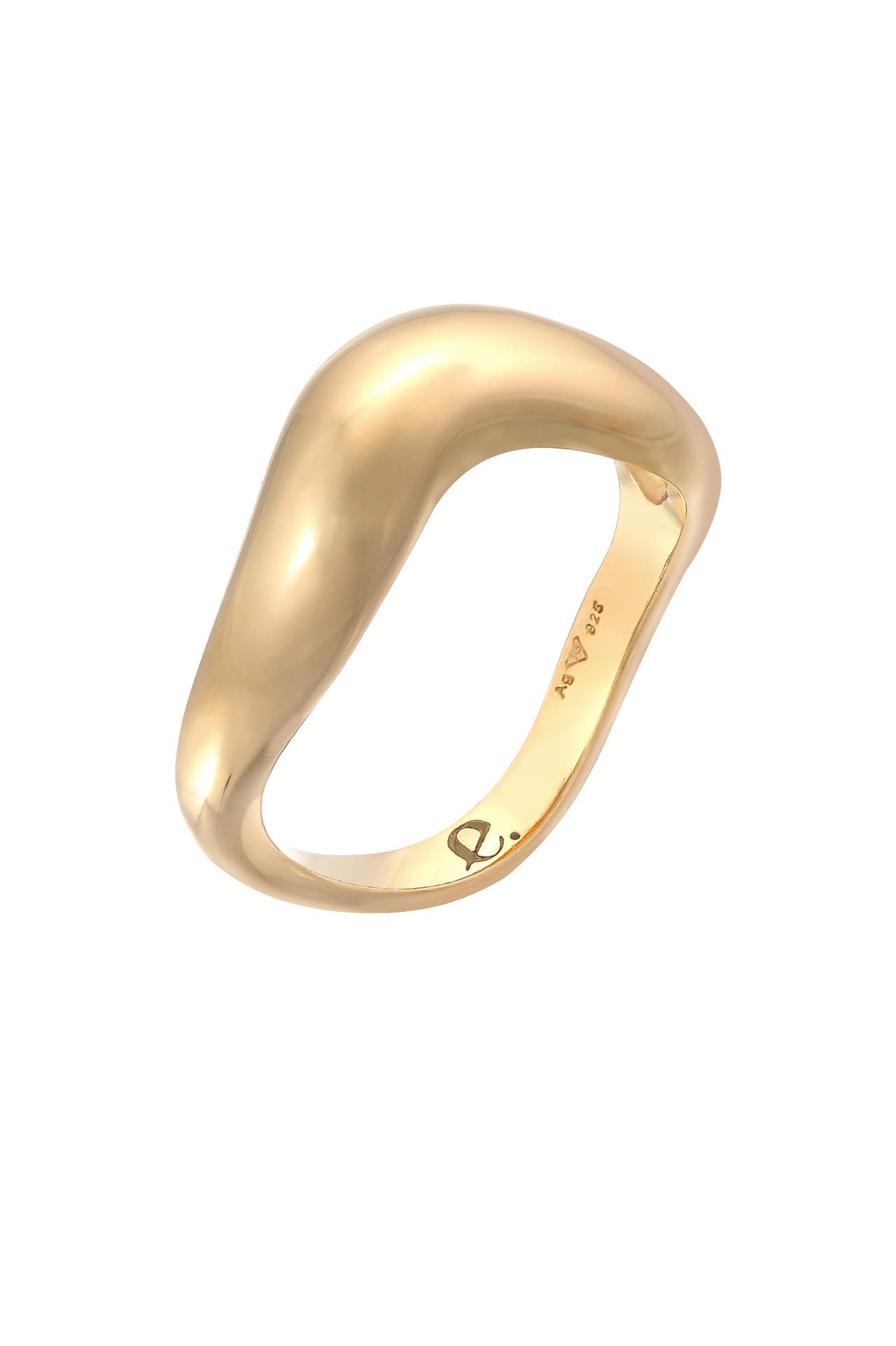 ELLI PREMIUM Ring Organic Wellen Trend 925 Silber Gold, Bild 1