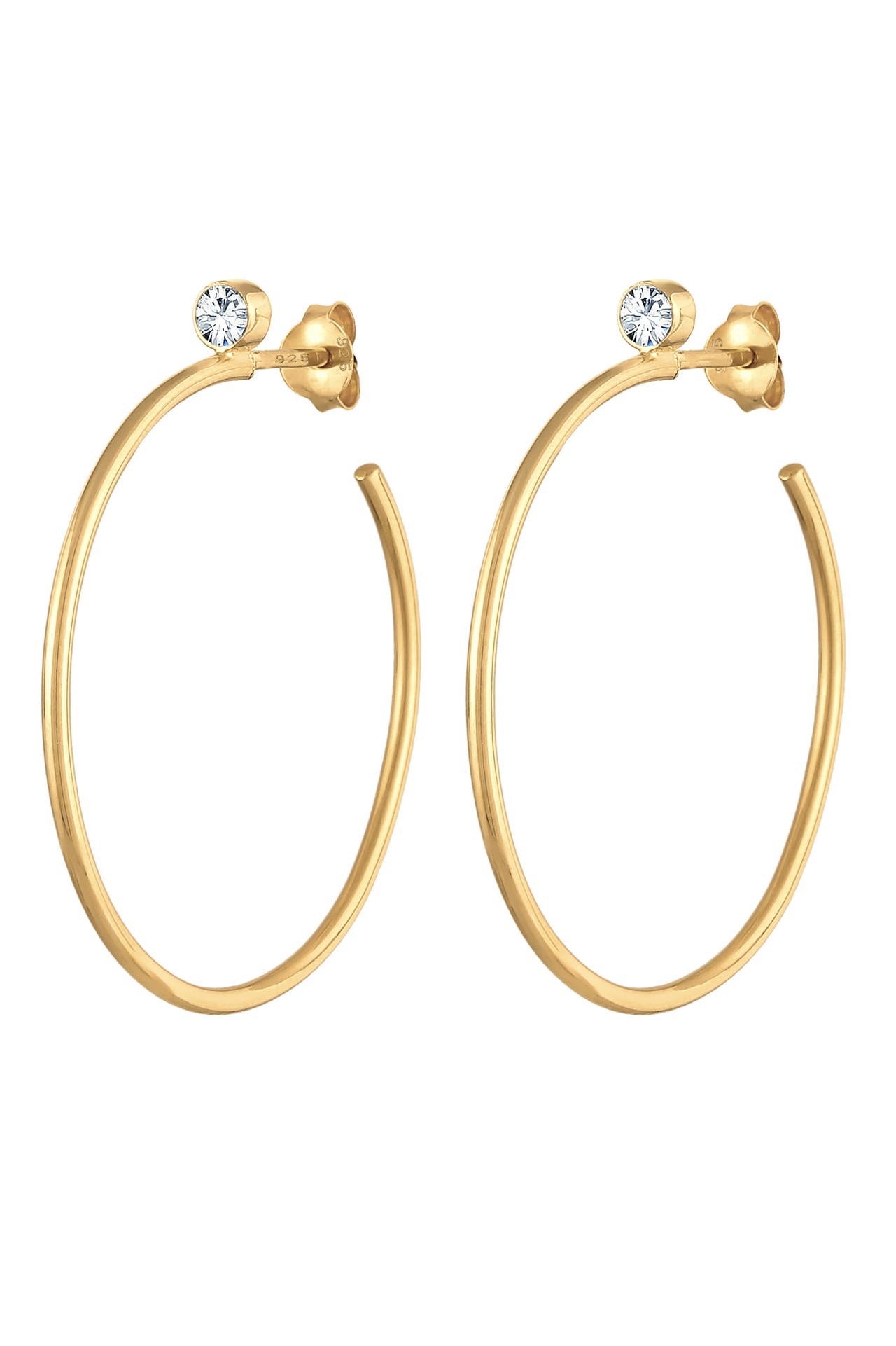 ELLI PREMIUM Ohrringe Creolen Stecker 925 Silber, mit Kristallen von Swarovski® Gold, Bild 1