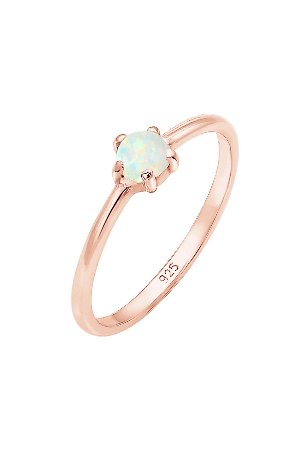 ELLI Ring Silberring mit synth. Opal rund 925er Silber Rosegold, Bild 1