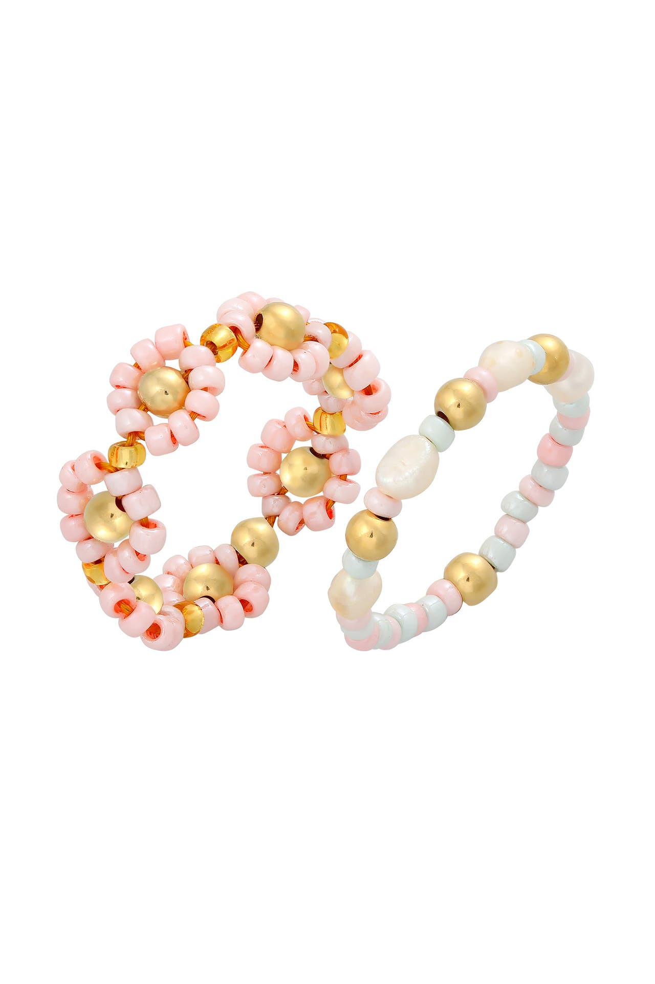ELLI Ring Glas Beads Süßwasserperlen 2er Set 925 Silber, Bild 1