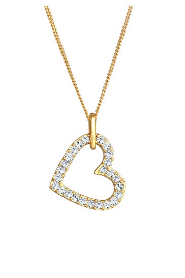 ELLI Kette Herz Anhänger 925 Silber, mit Kristallen von Swarovski® Gold