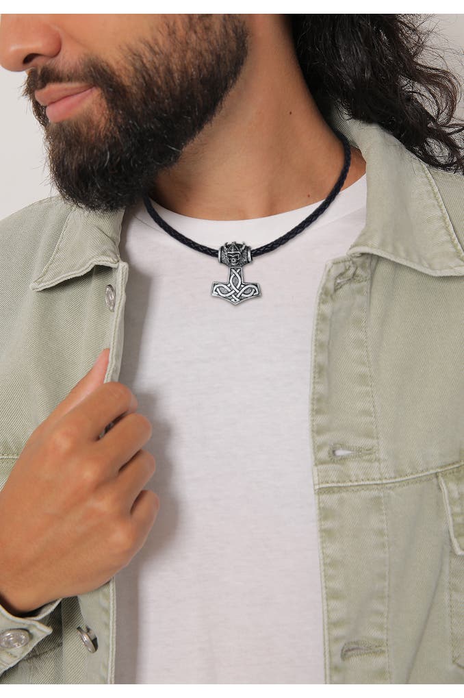 Outletcity Hammer online Silber Halskette kaufen » 925 Keltischer KUZZOI | günstig Lederkette - Knoten