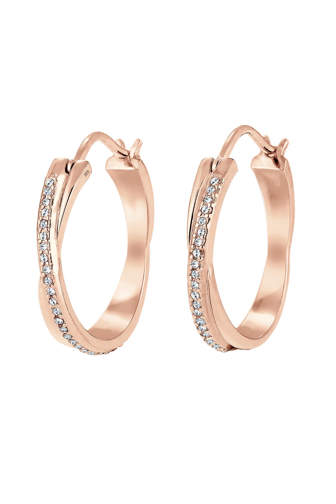 ELLI Ohrringe Creole Verschlungen 925 Silber, mit Kristallen von Swarovski® Rosegold, Bild 1