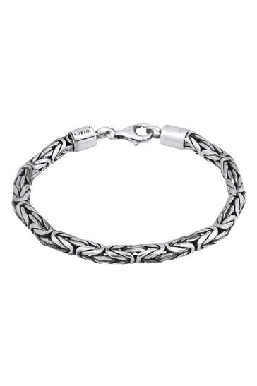 KUZZOI Armband Herren Königskette Rund 925 Silber Schwarz