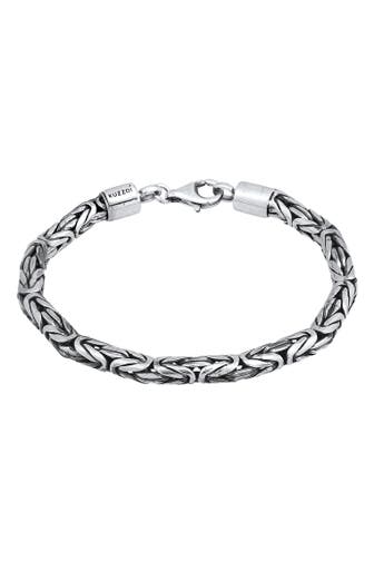 KUZZOI Armband Herren Königskette Rund 925 Silber Schwarz