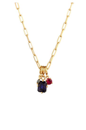 ELLI PREMIUM Kette Lab Grown Saphir Turmaline Rubin Anhänger 925 Sterling Silber vergoldet Gold