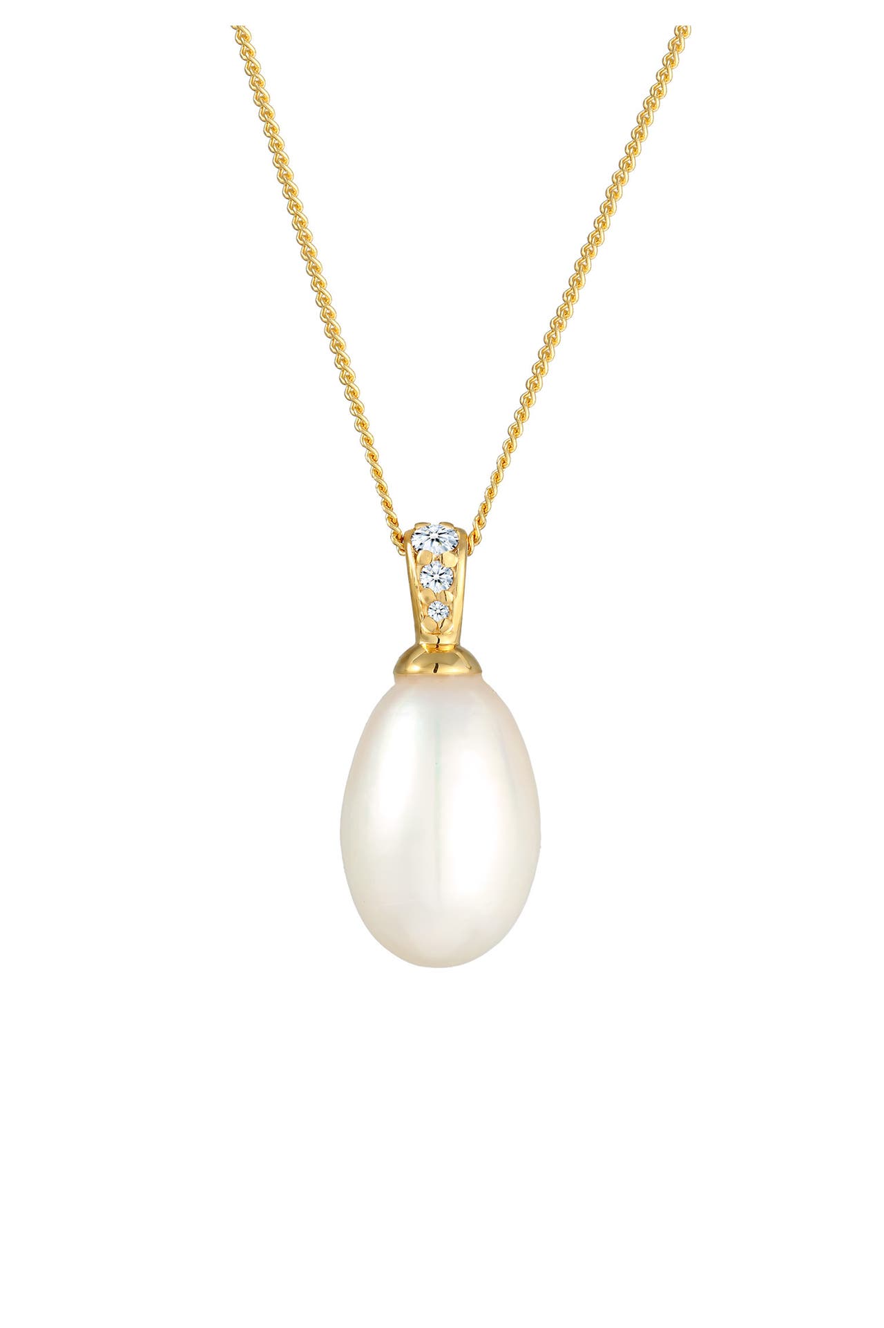 ELLI DIAMONDS Kette Süßwasserzuchtperle Diamant Brillant (0.05 ct) 585 Gelbgold Weiß, Bild 1