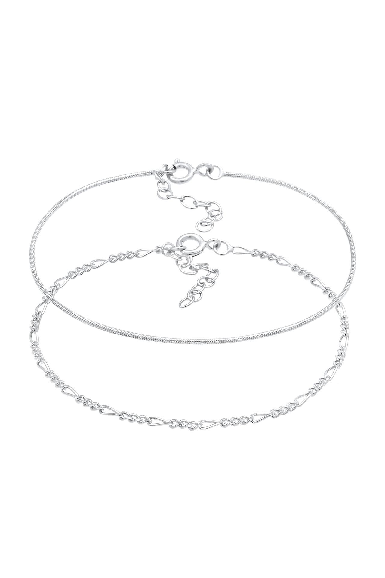 ELLI Armband Armkettchen-Set Figaro Rund Basic 925 Silber Silber, Bild 1