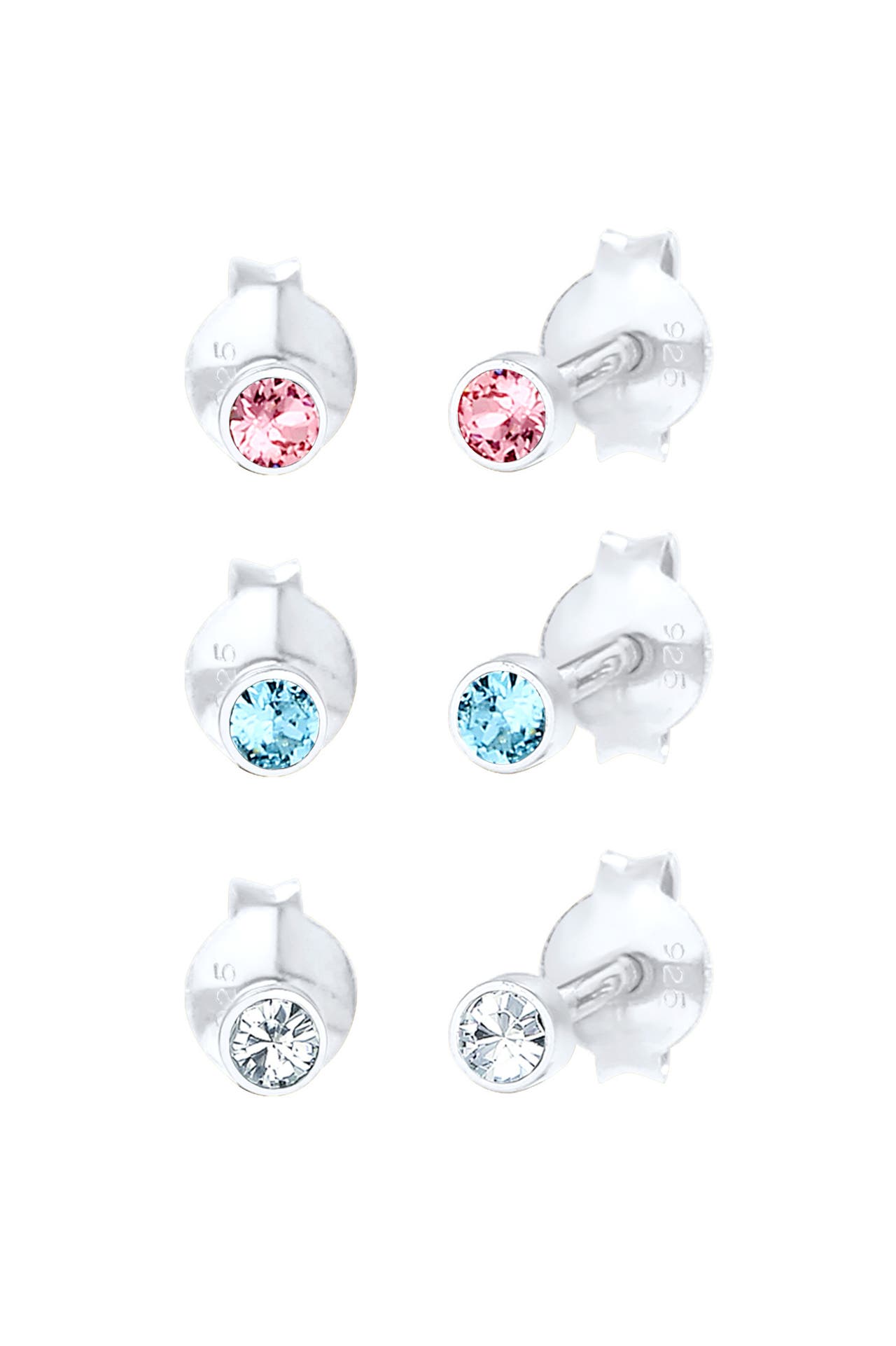ELLI Ohrringe Kinder Kristalle bunt (6 tlg) 925 Sterling Silber, Bild 1