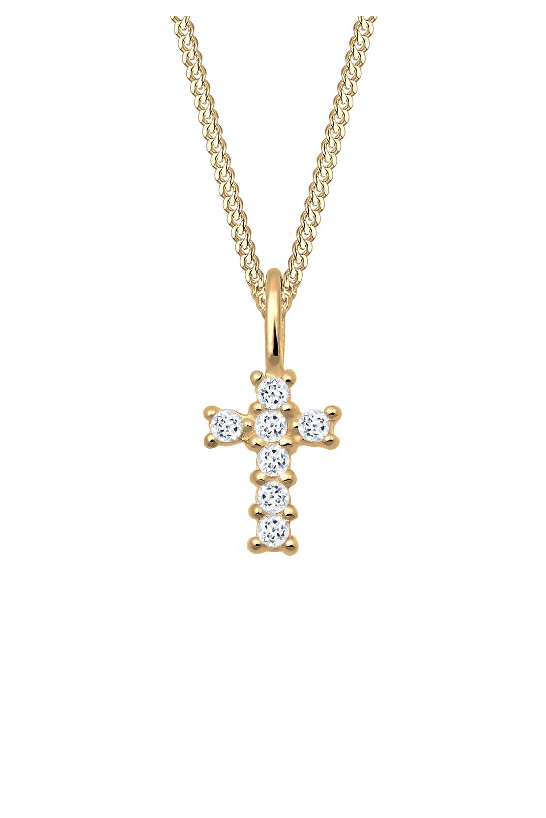 ELLI PREMIUM Kette Kreuz Religion Glaube Symbol Topas 585 Gelbgold Gold, Bild 1