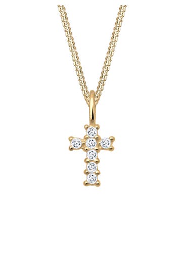 ELLI PREMIUM Kette Kreuz Religion Glaube Symbol Topas 585 Gelbgold Gold