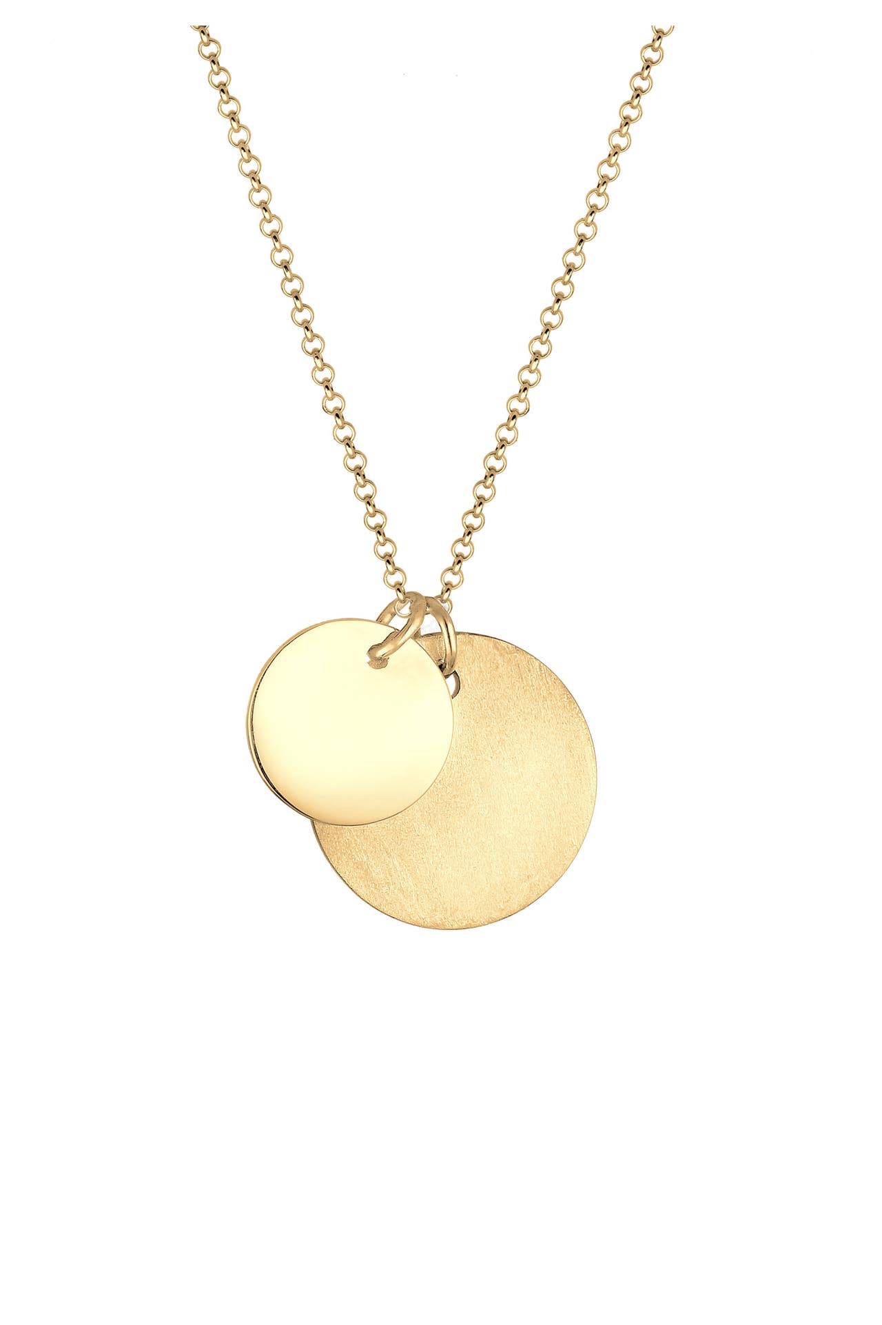 ELLI Kette Duo Erbskette Plättchen Kreis Brushed 925 Silber Gold, Bild 1