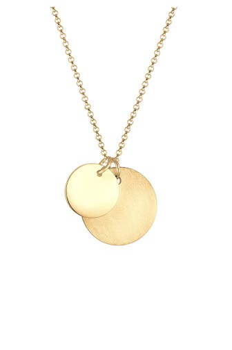 ELLI Kette Duo Erbskette Plättchen Kreis Brushed 925 Silber Gold