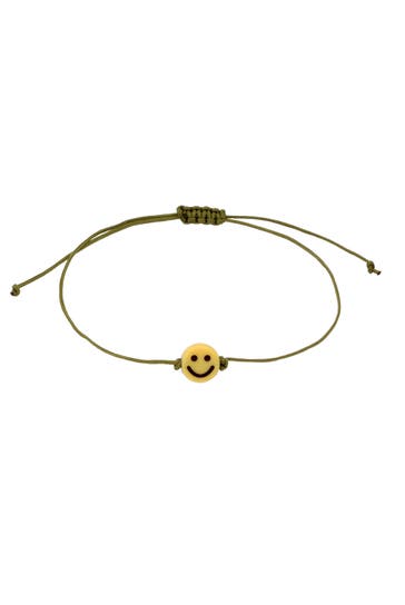 KUZZOI Armband Nylon Smiling Emoji Anhänger Bead Olive