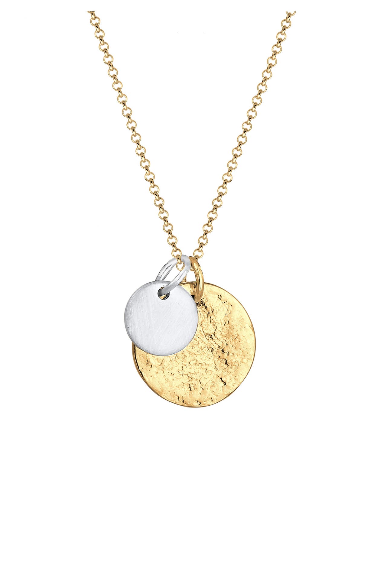 ELLI Kette Plättchen Münzen Organic Look 925 Silber Bunt, Bild 1