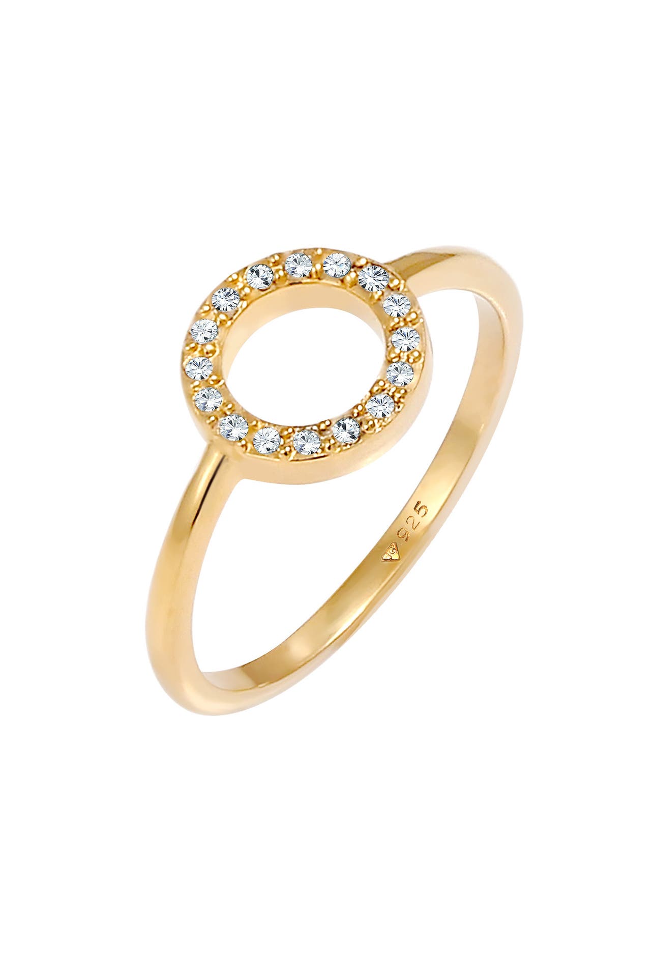 ELLI Ring Kreis Geo 925 Silber, mit Kristallen von Swarovski® Gold, Bild 1
