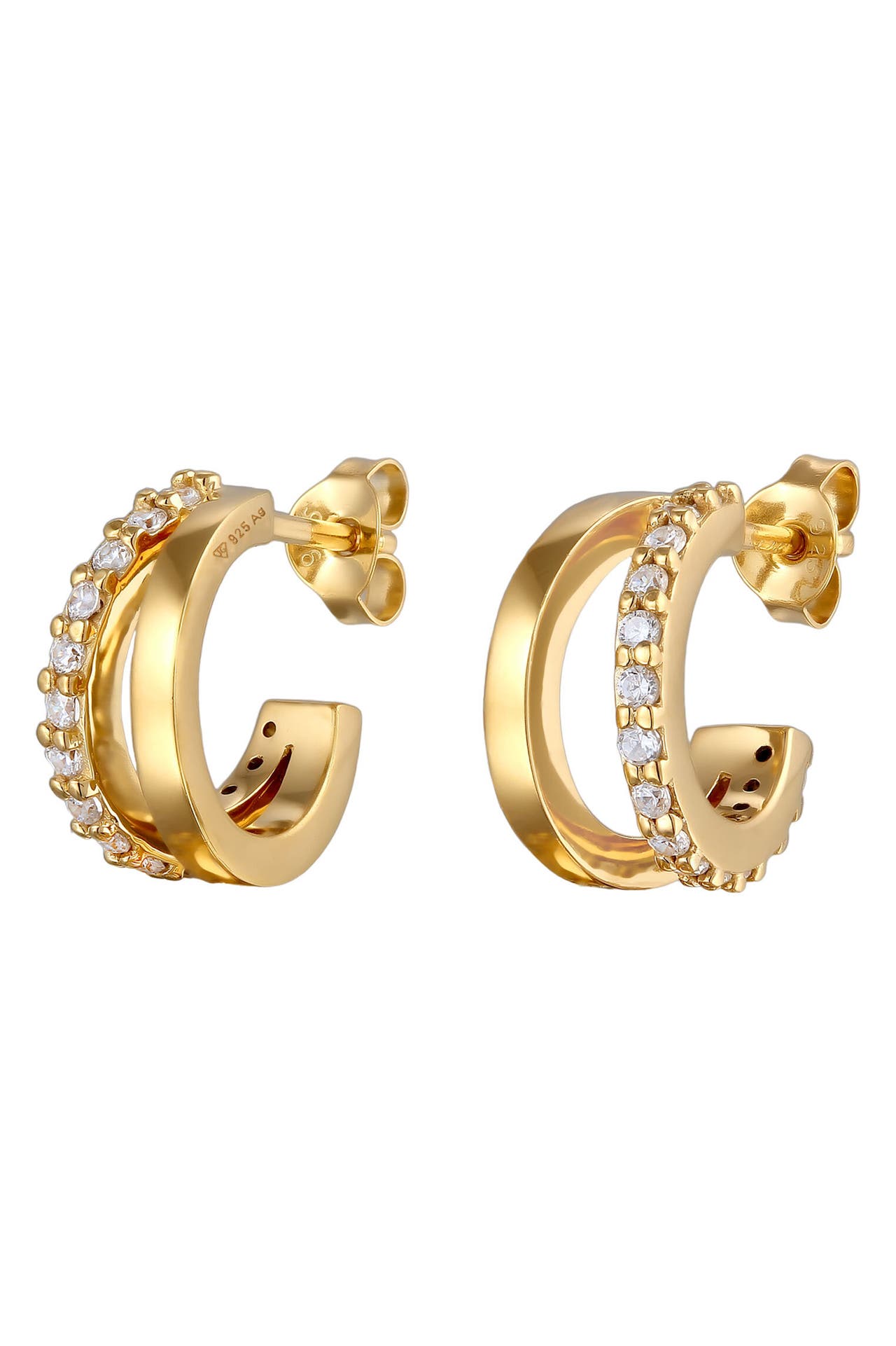 ELLI Ohrringe Creolen Zirkonia 925 Sterling Silber Gold, Bild 1