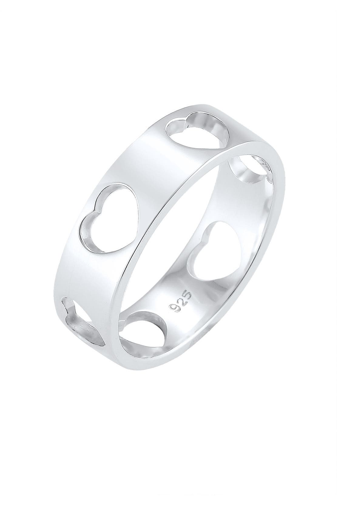 ELLI Ring Herz Liebe Cut Out Bandring 925 Silber Loreena Silber, Bild 1