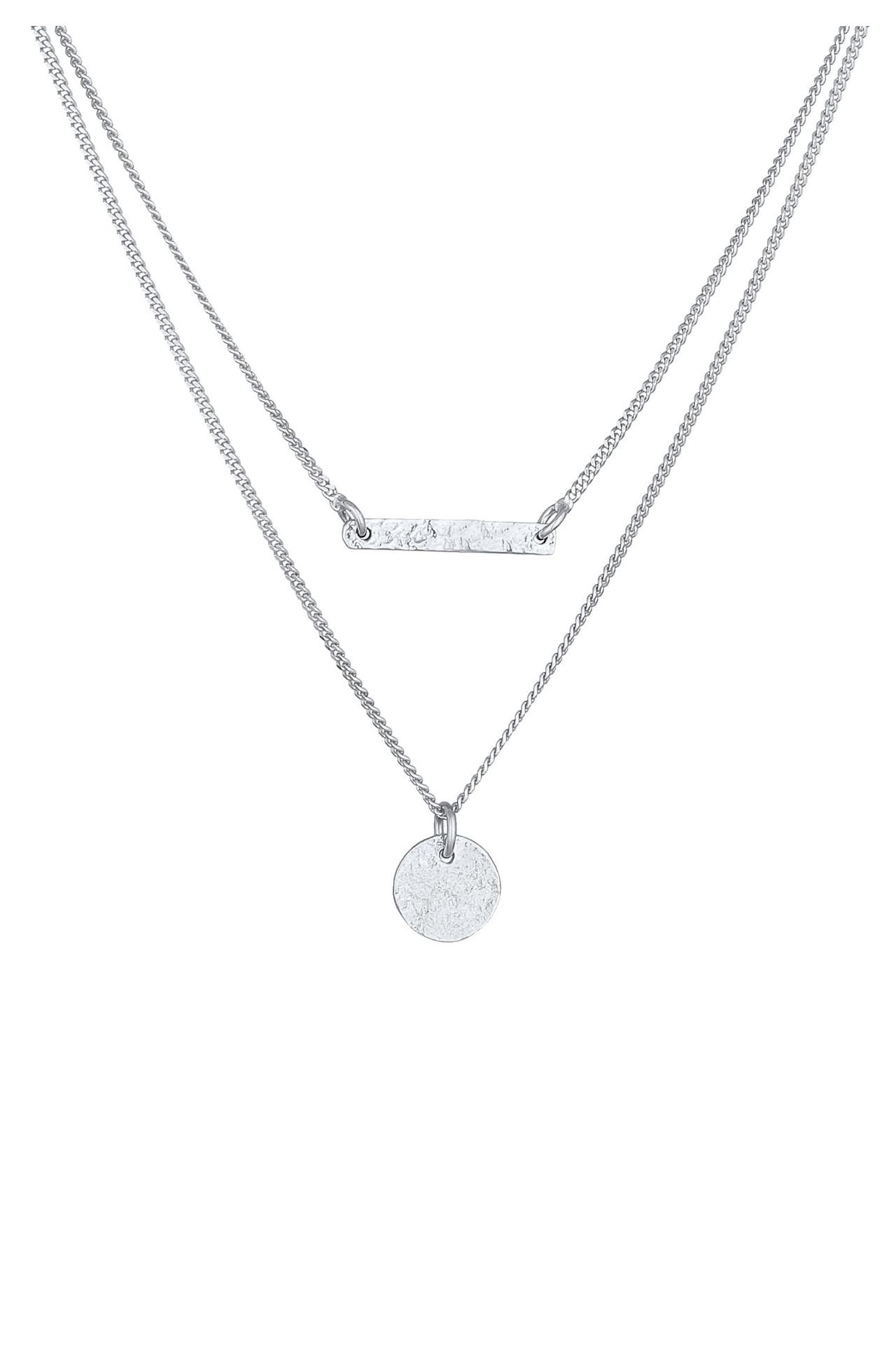 ELLI Kette Layer Stab Plättchen Kreis Geo 2-lagig 925 Silber Silber, Bild 1