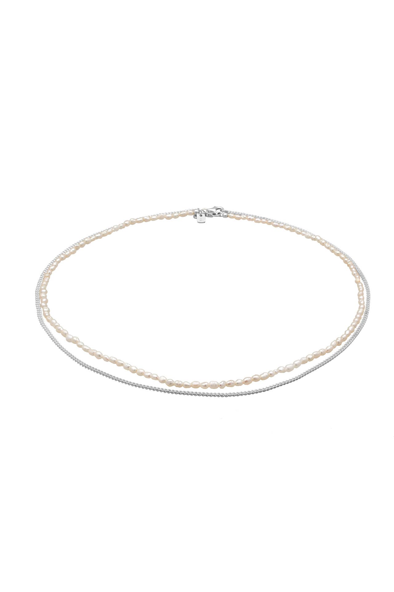 KUZZOI Kette Panzerkette Süßwasserperlen 925 Silber Silber, Bild 1