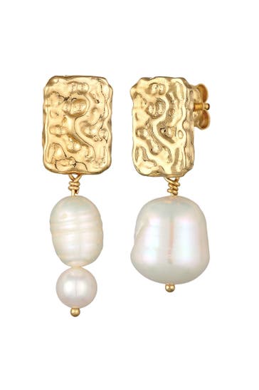 ELLI PREMIUM Ohrringe Barock Süßwasserperle Mix Organic Design 925 Silber Gold