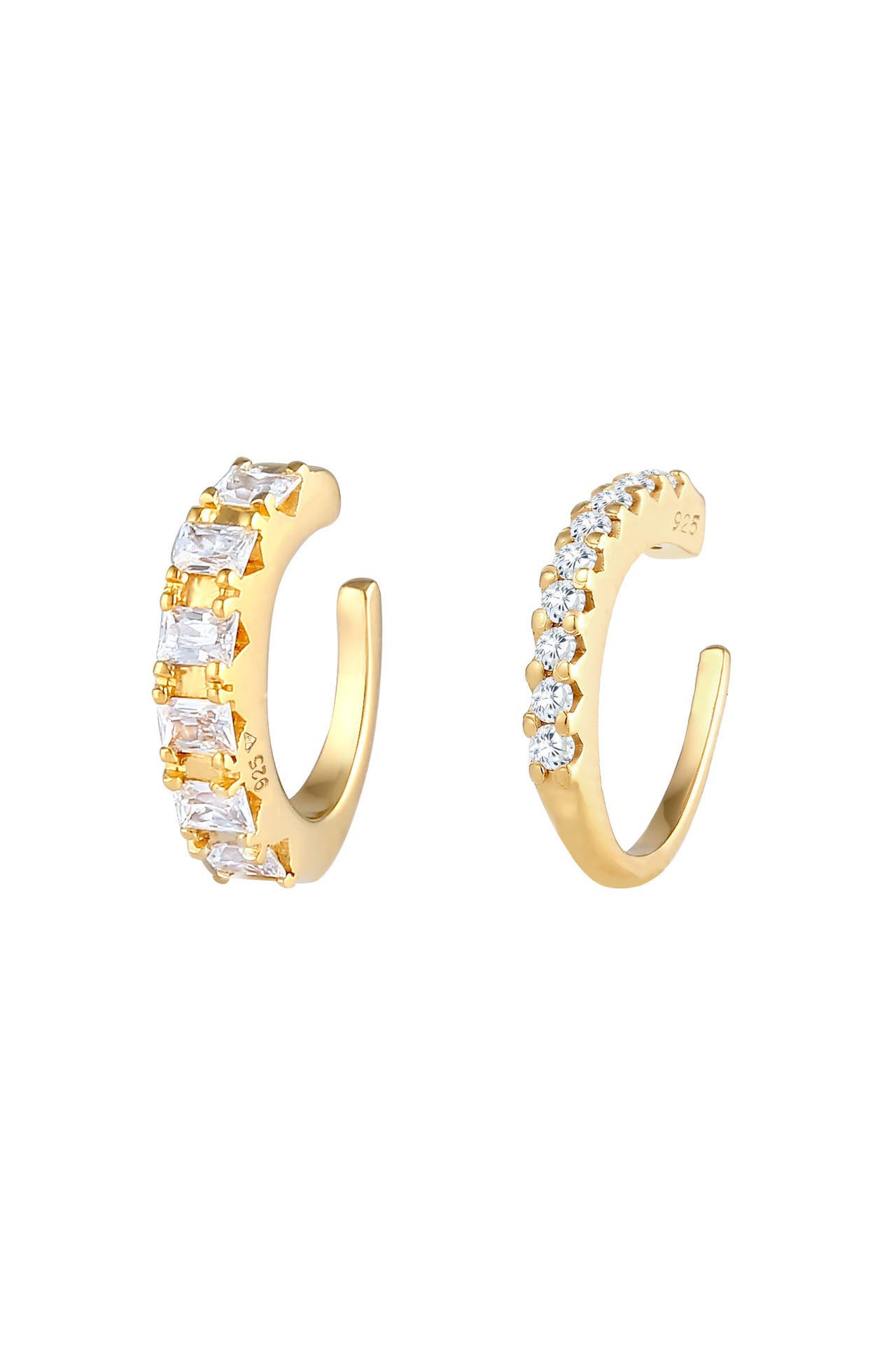 ELLI PREMIUM Ohrringe Single Earcuff Set Zirkonia (2 tlg) 925 Silber Gold, Bild 1