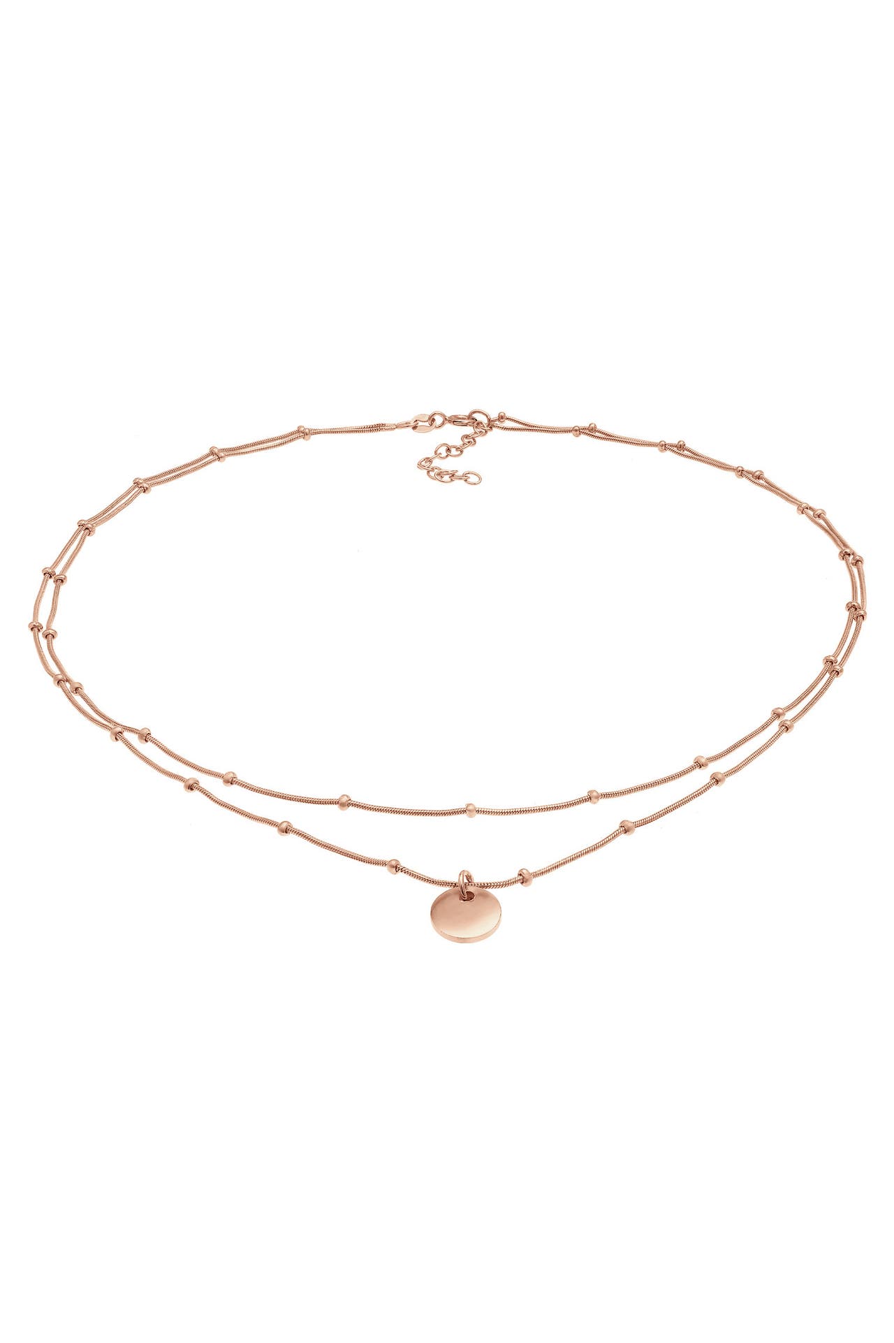 ELLI Kette Choker Layer Plättchen Kugelkette 925 Silber Rosegold, Bild 1
