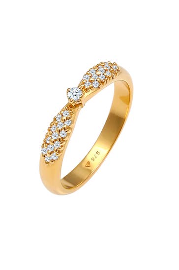 ELLI DIAMONDS Ring Verlobung Glamour Diamant (0,16 ct) 925 Silber Gold