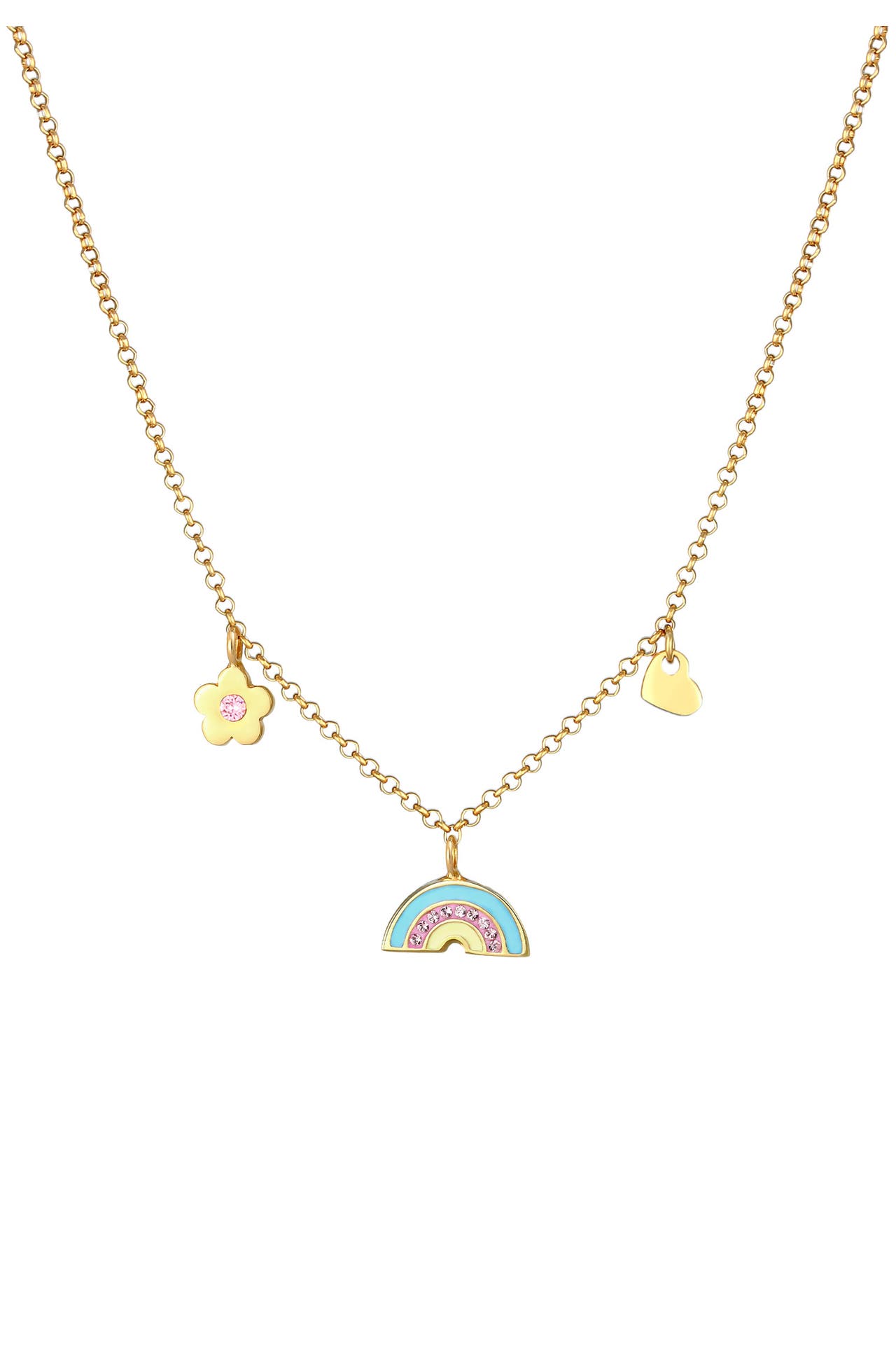 ELLI Halskette Kinder Regenbogen Herz Blume 925 Sterling Silber, mit Kristallen von Swarovski®, Bild 1