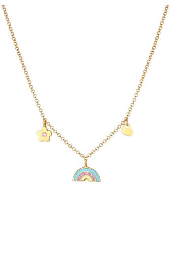 ELLI Halskette Kinder Regenbogen Herz Blume 925 Sterling Silber, mit Kristallen von Swarovski®