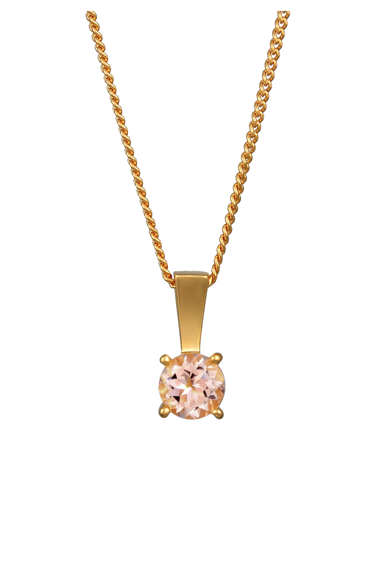 ELLI PREMIUM Kette Solitär Morganit Edelstein 925 Silber vergoldet Gold, Bild 1
