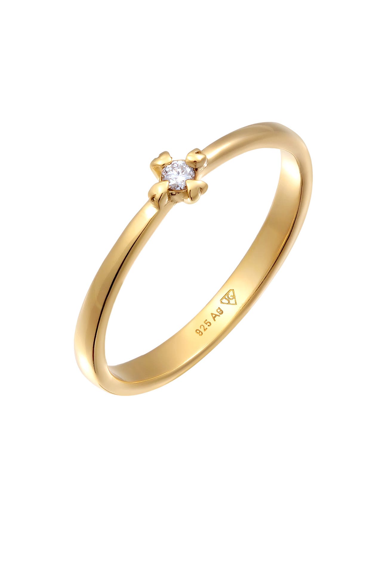 ELLI DIAMONDS Ring Solitär Verlobung Diamant 0.03 ct. 925 Silber Gold, Bild 1