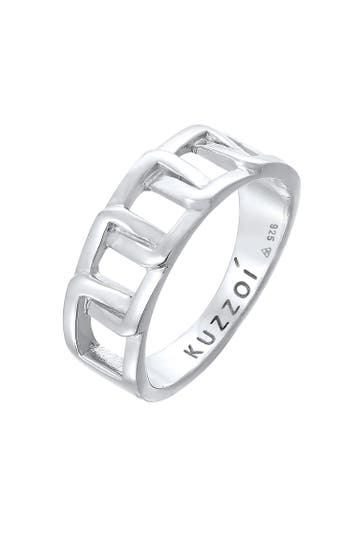 KUZZOI Ring Herren Chunky Chain Glieder Look 925 Silber Silber