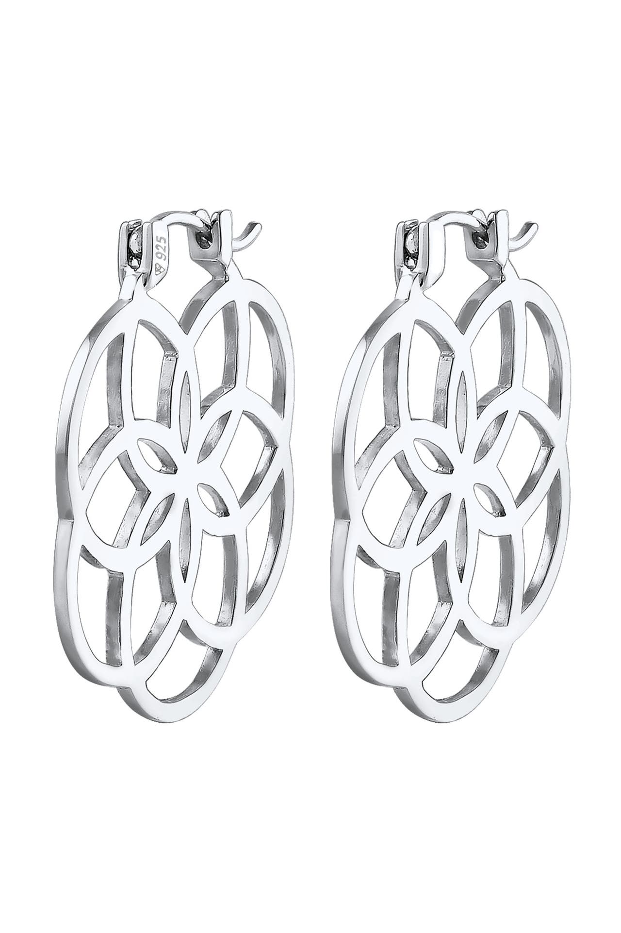 ELLI Ohrringe Creolen Lebensblume 925 Silber Silber, Bild 1