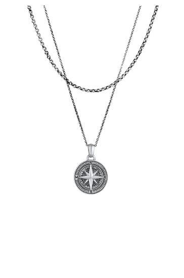 KUZZOI Halskette Herren Layer Kompass Maritim 925 Silber