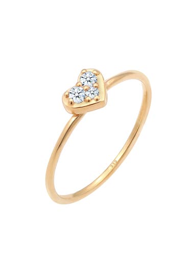 ELLI DIAMONDS Ring Herz Diamant Weiß Brillantschliff (0.075 ct) 585 Gelbgold Gold